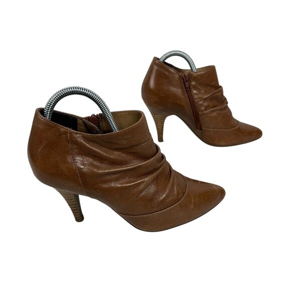 Aldo Brown Leather Ankle Booties Size 8 With Side Zipper & Cone Heel - Picture 5 of 11